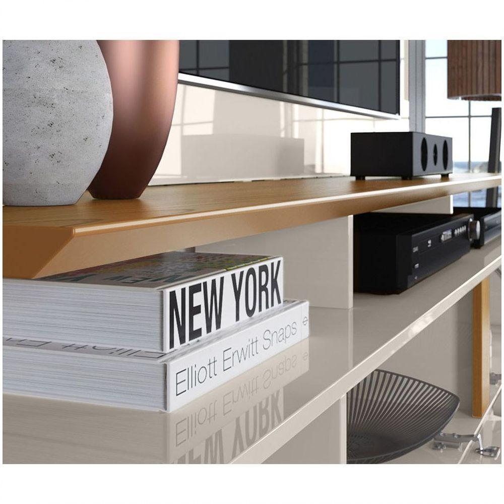 Painel Intense Off White/Damasco Para Tv Até 55 Polegadas Com 2 Portas E Espelhos - 2