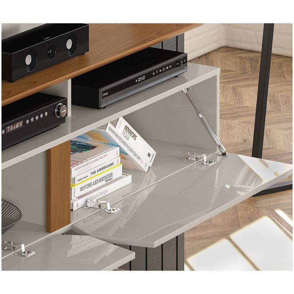 Painel Intense Off White/Damasco Para Tv Até 55 Polegadas Com 2 Portas E Espelhos - 3