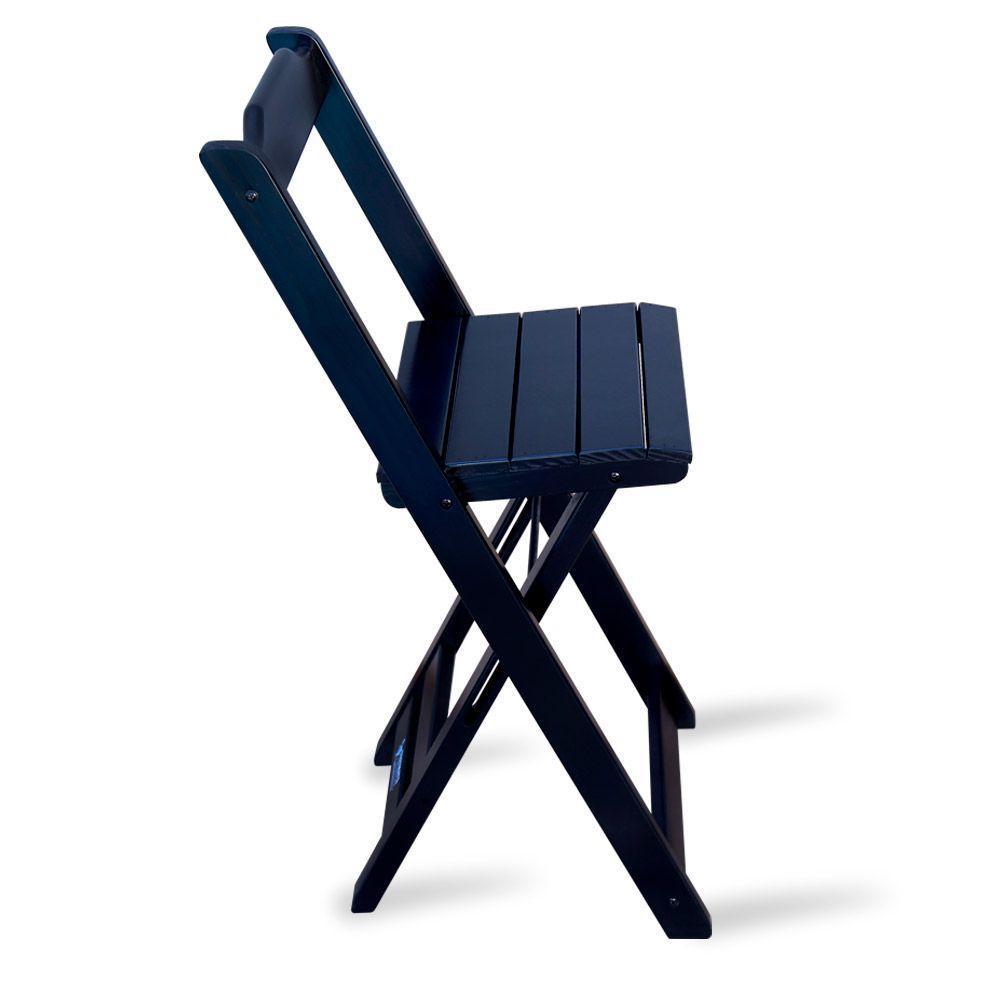 Kit 6 Cadeiras Bistrô Dobrável Madeira Preta - Cor: Preto - 4