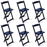 Kit 6 Cadeiras Bistrô Dobrável Madeira Preta - Cor: Preto - 1