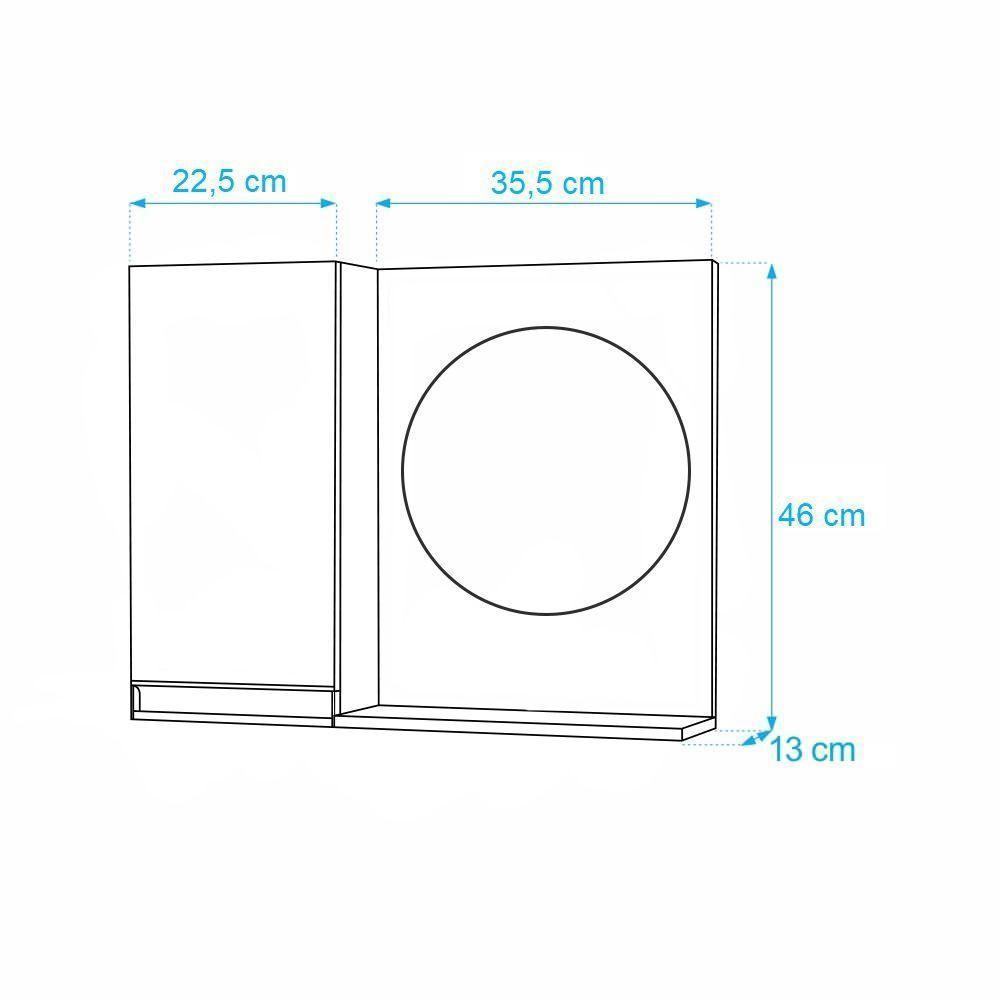 Armário Banheiro com Espelho Redondo Vermelho com Puxador - 4
