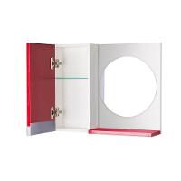 Armário Banheiro com Espelho Redondo Vermelho com Puxador - 2