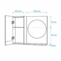 Armário Banheiro com Espelho Redondo Vermelho com Puxador - 3