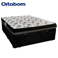 Cama Baú Casal Suede + Colchão Casal Ortobom Iso Dupla Face 60x138x188 preto - 3