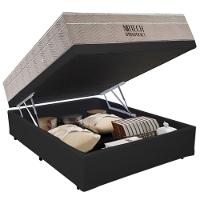 Cama Baú Casal Sintético + Colchão Casal Ortobom Airtech Molas Superpocket (65x138x188) cinza - 9