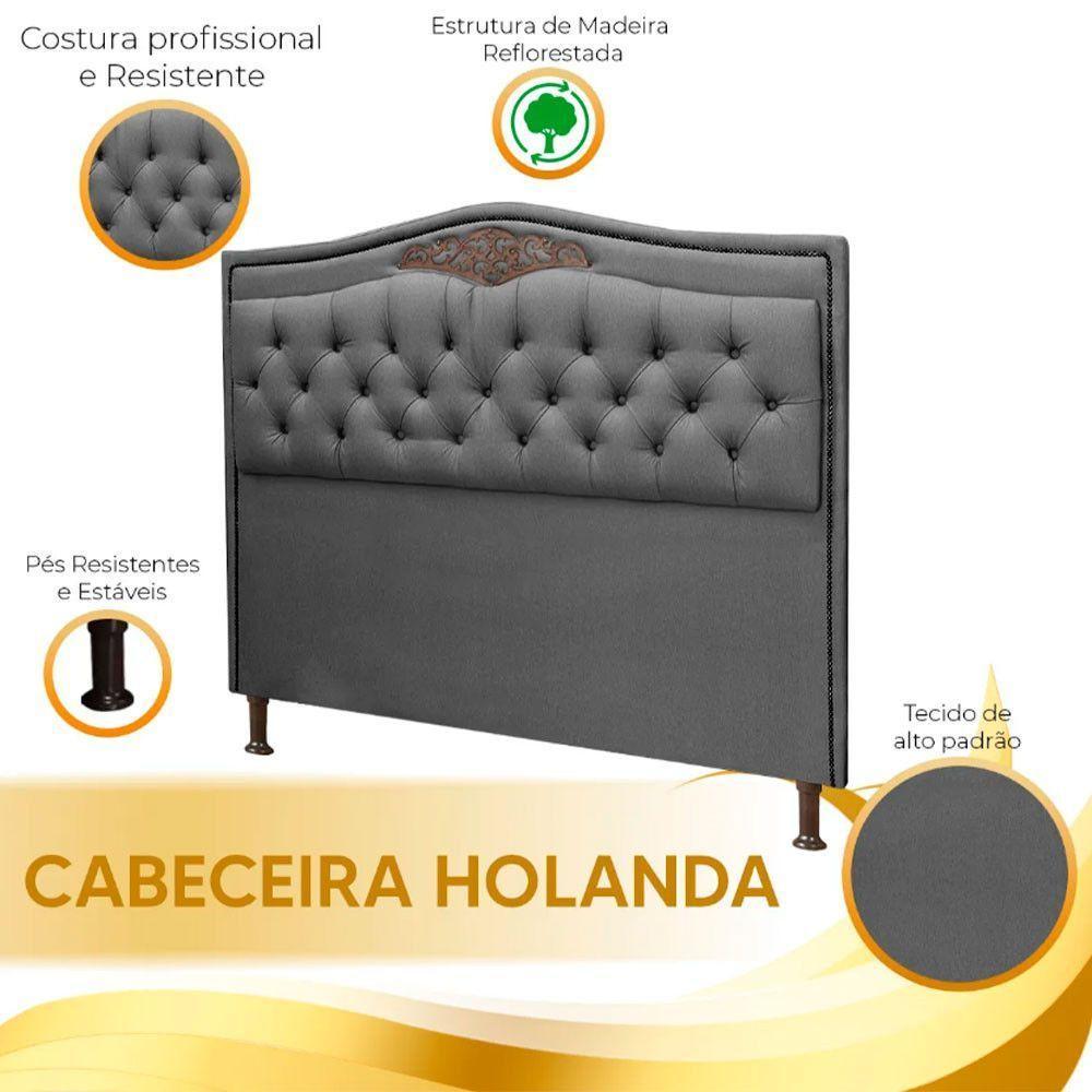 Cabeceira Estofada Holanda 1,60 Queen Linho Shop Das Cabeceiras Trovão - 3