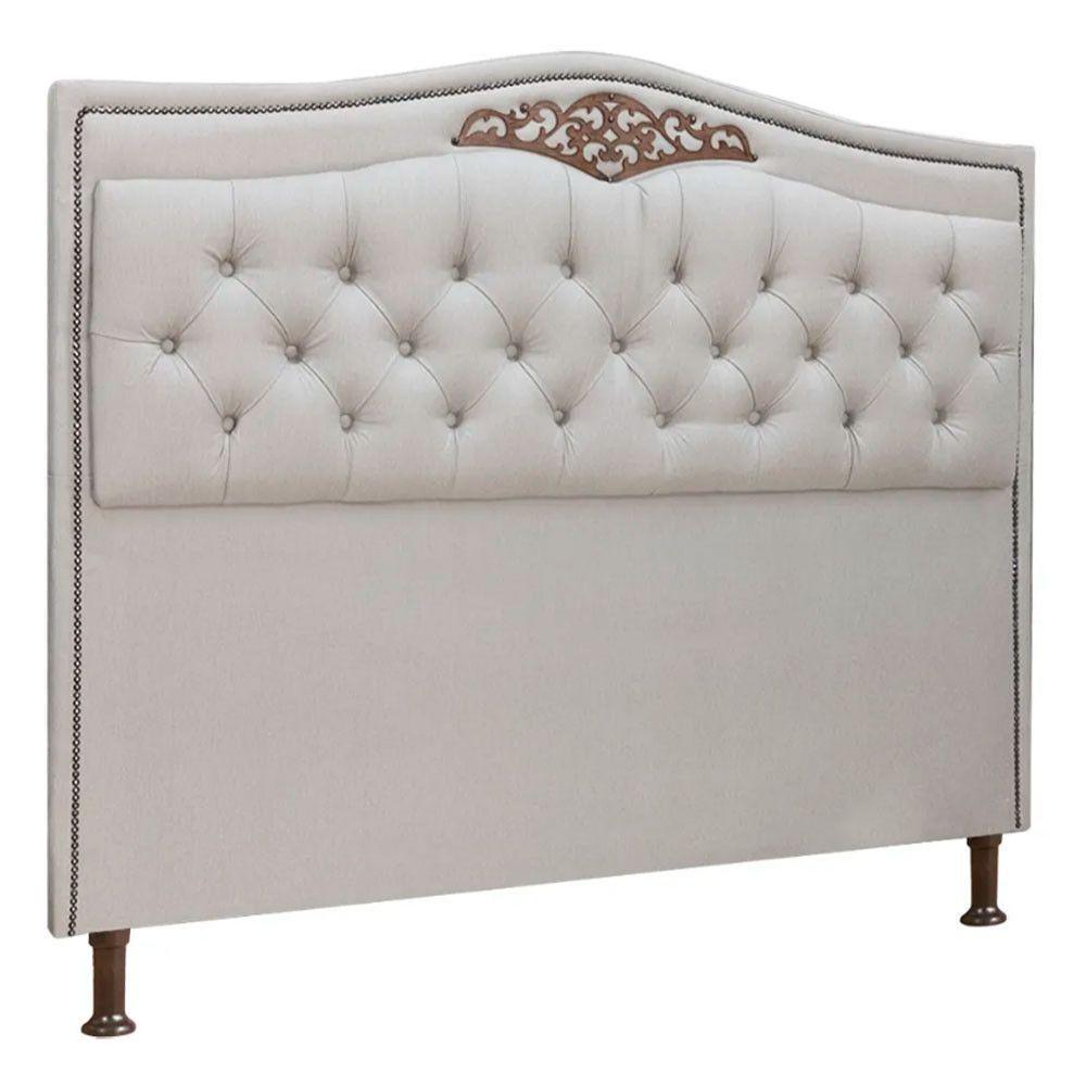 Cabeceira Estofada Holanda 1,60 Queen Linho Shop Das Cabeceiras Carvalho - 2