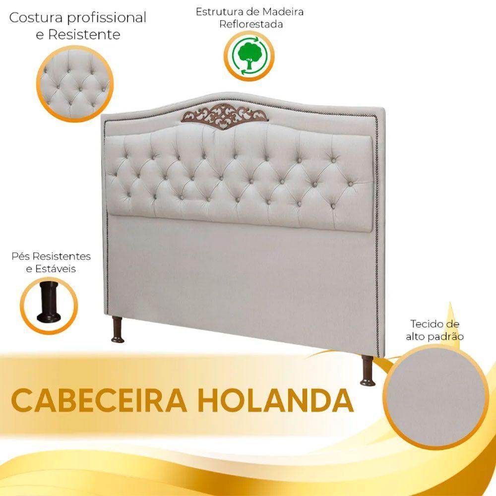 Cabeceira Estofada Holanda 1,60 Queen Linho Shop Das Cabeceiras Carvalho - 3