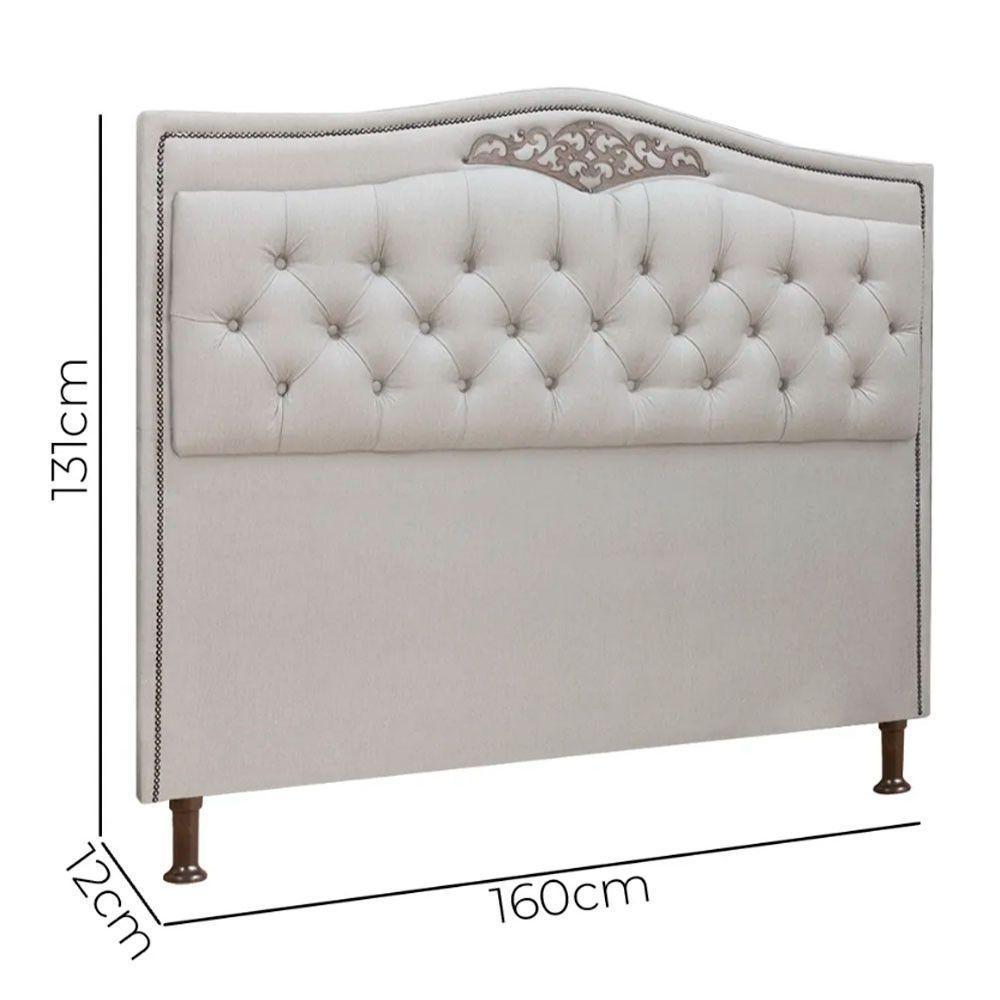 Cabeceira Estofada Holanda 1,60 Queen Linho Shop Das Cabeceiras Carvalho - 4