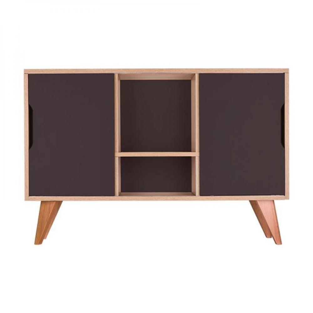 Buffet Aparador Retrô Com 2 Portas Murano Carvalho E Grafite - 2