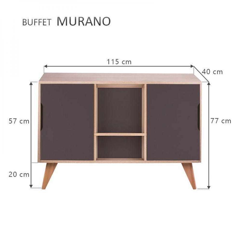 Buffet Aparador Retrô Com 2 Portas Murano Carvalho E Grafite - 3