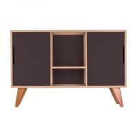 Buffet Aparador Retrô Com 2 Portas Murano Carvalho E Grafite - 2