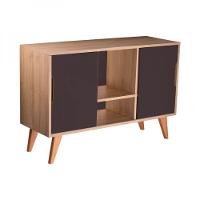 Buffet Aparador Retrô Com 2 Portas Murano Carvalho E Grafite - 4