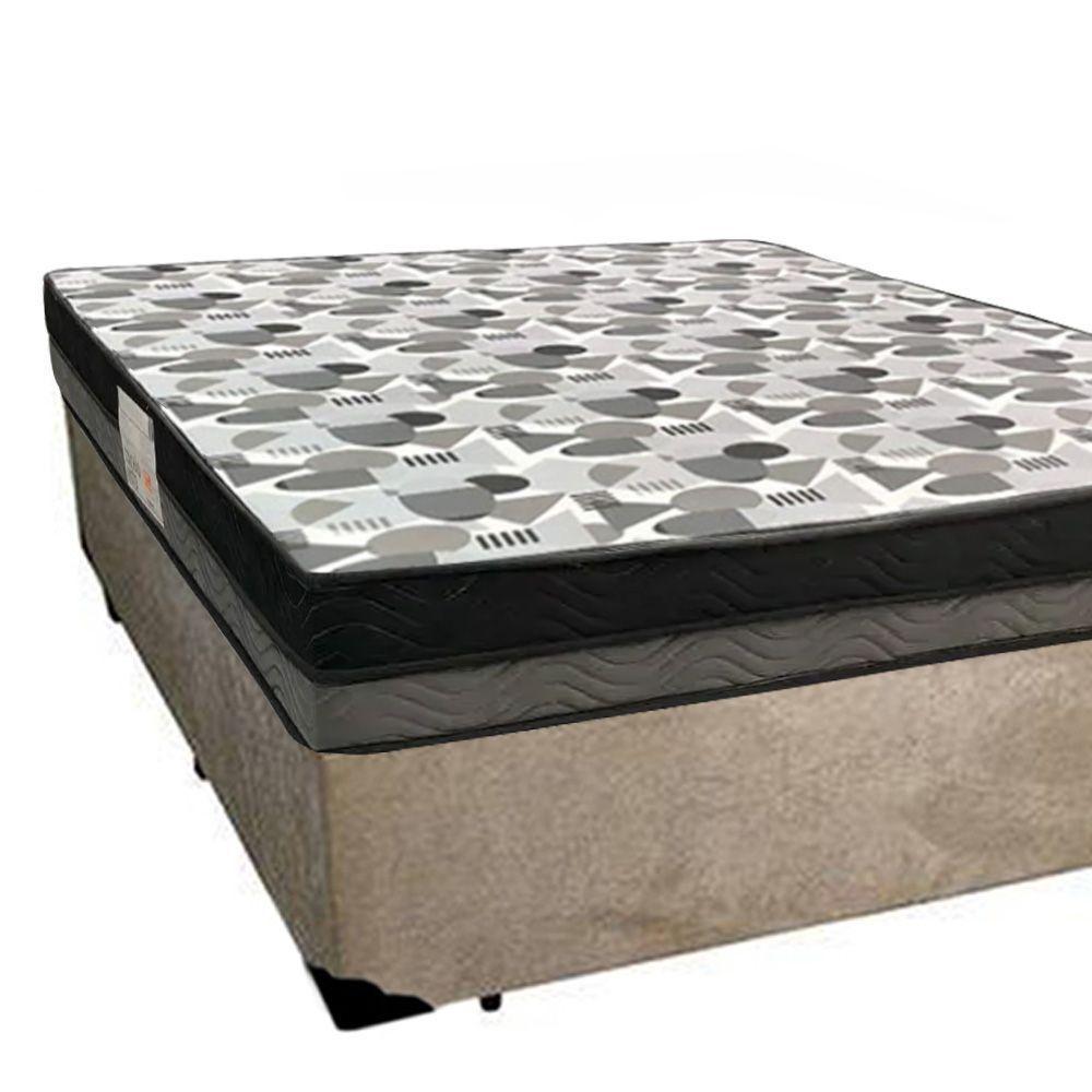 Cama Box Casal Suede + Colchão Casal Ortobom Iso Dupla Face 60x138x188 bege - 3