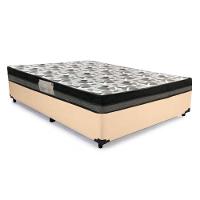 Cama Box Casal Sintético + Colchão Casal Ortobom Iso Dupla Face 60x138x188 Cor:bege - 1
