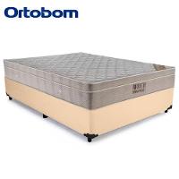 Cama Box Casal Sintético + Colchão Casal Ortobom Airtech Molas Springpocket (65x138x188) Bege