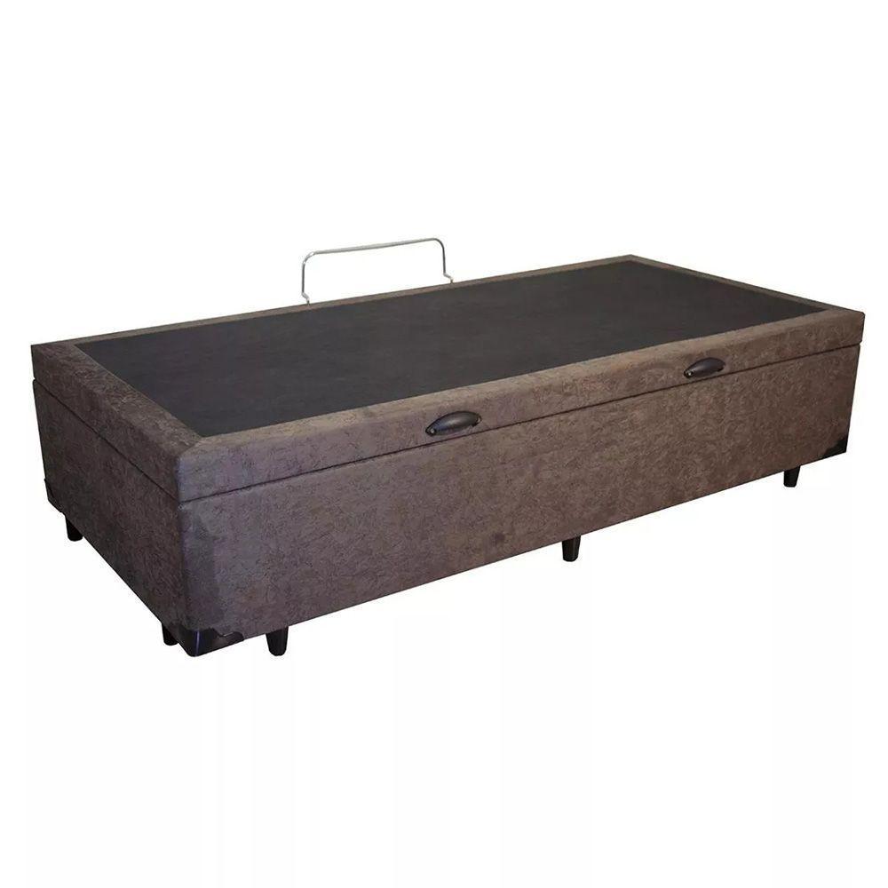 Cama Box Baú Solteirão Homequeen Suede Marrom 41x96x203 - 5