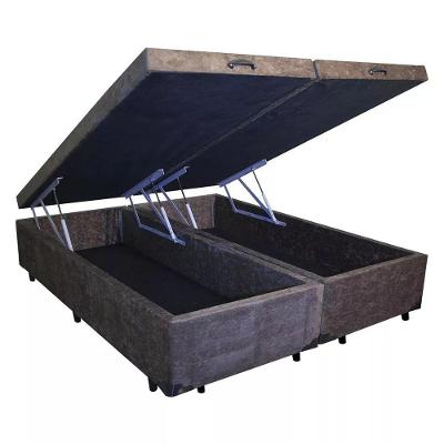 Cama Box Baú Blindado Queen Bipartido Homequeen Suede Marrom 41x158x198