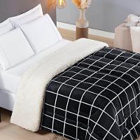 Edredom Coberdrom Austim Queen Original Sherpa E Manta - Preto - 1