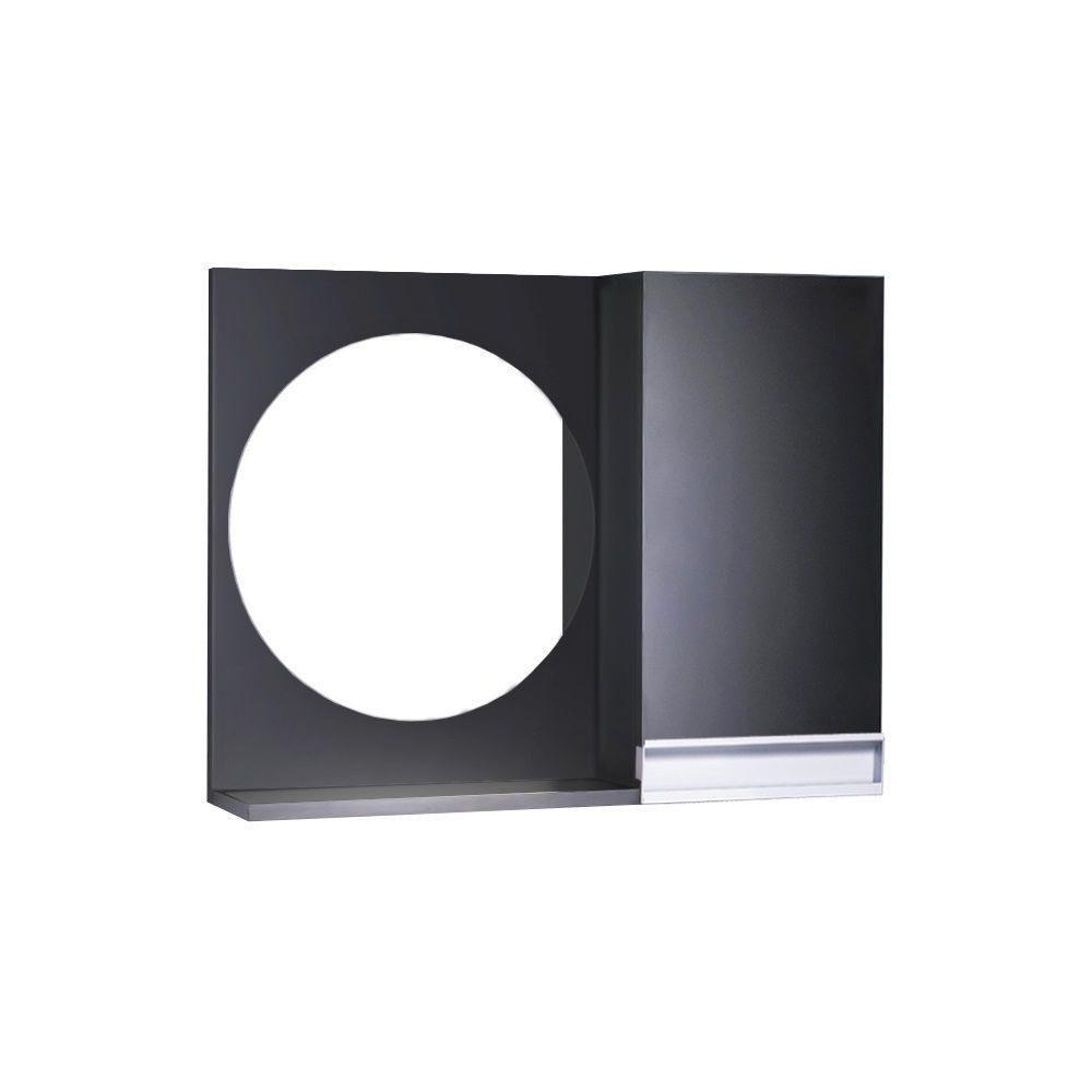 Espelho Redondo para Banheiro com Armário Preto Com Puxador - 3