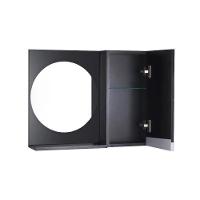 Espelho Redondo para Banheiro com Armário Preto Com Puxador - 1