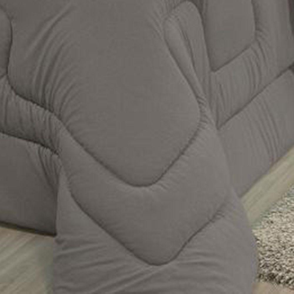 Edredom Em Malha 100% Algodão Queen Dupla Face - Cinza - Preto - 2