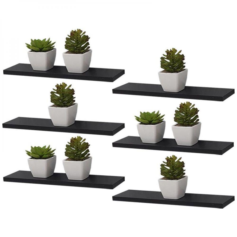 Kit 6 Prateleiras 40 x 15cm Preta Suporte Invisível - 3