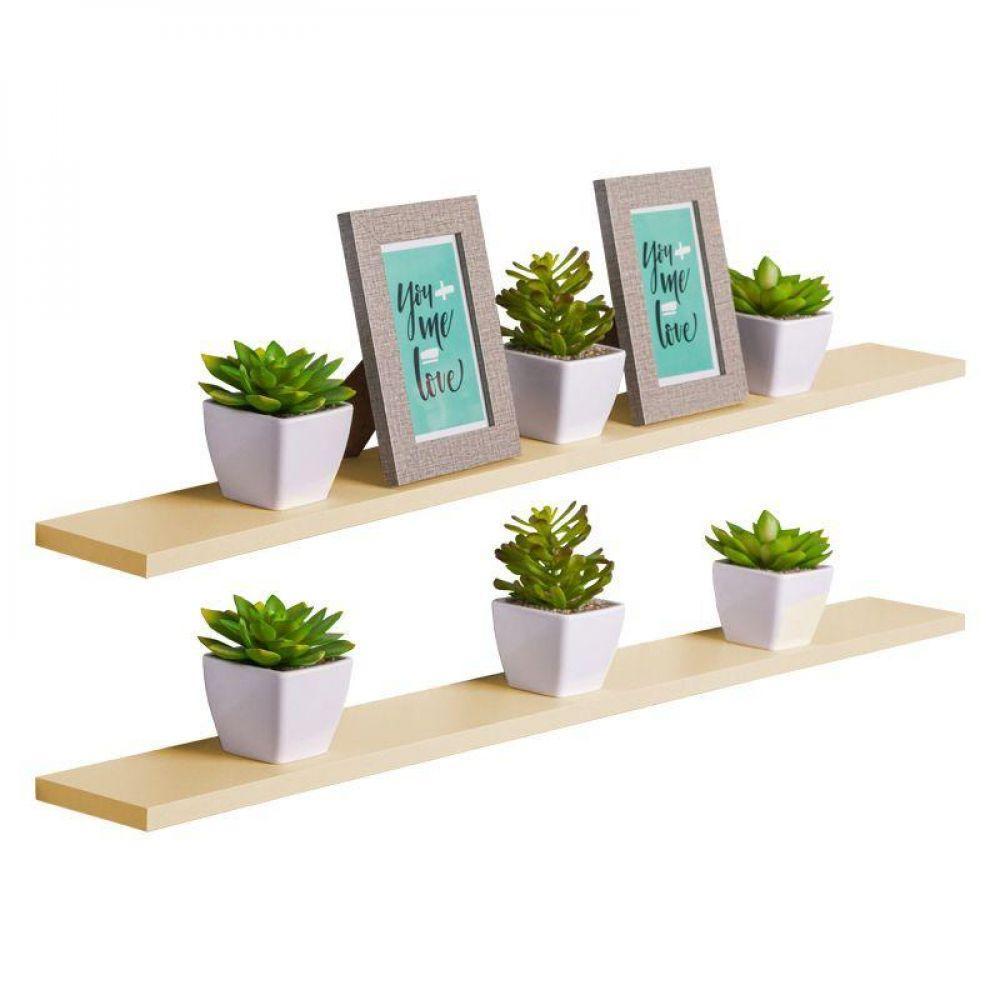Kit 2 Prateleiras 80 x 20cm Bege Claro Invisível - 1