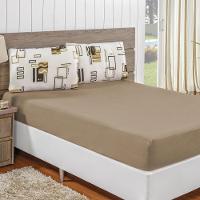 Jogo De Lençol Solteiro Em Malha 100% Algodão 2 Peças - Avelã - 1