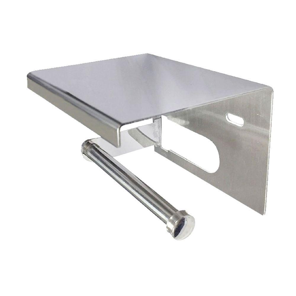 Suporte Papel Higienico Inox Banheiro Lavabo Prateleira Apoio Celular Objeto Parede Multiuso - 6
