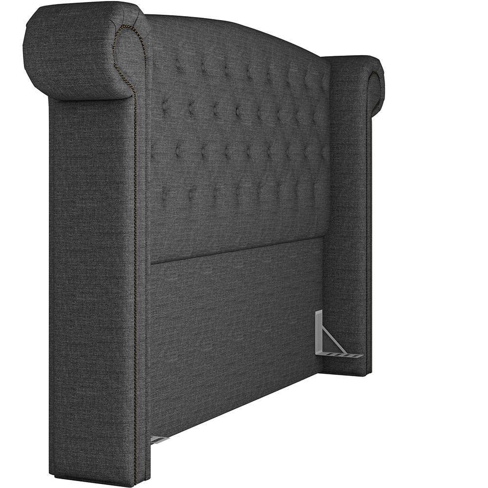 Cabeceira Cama Box King Com Tachas 195 Cm Sofia P05 Linho Cinza Escuro - Lyam Decor - 4