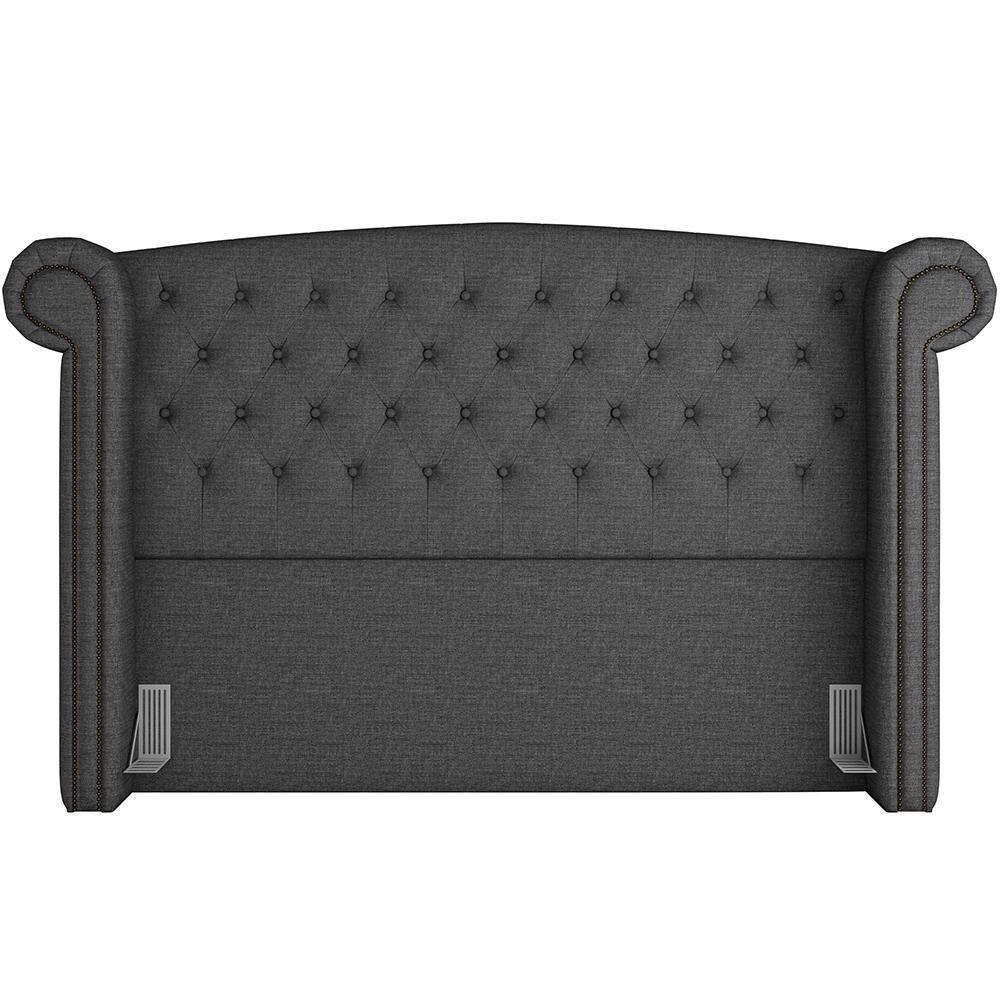 Cabeceira Cama Box King Com Tachas 195 Cm Sofia P05 Linho Cinza Escuro - Lyam Decor - 5