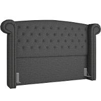 Cabeceira Cama Box King Com Tachas 195 Cm Sofia P05 Linho Cinza Escuro - Lyam Decor - 1