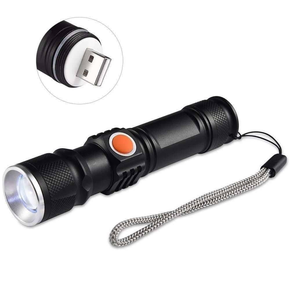 Mini Lanterna Tática Potente Led T6 Recarregável Usb c/ Zoom - 1