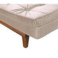 Sofá Cama Versátil 3 Lugares Império Reclinável Casal Pés Madeira Espuma Especial D33 Suede Areia 376