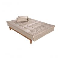 Sofá Cama Versátil 3 Lugares Império Reclinável Casal Pés Madeira Espuma Especial D33 Suede Areia 376 - 7