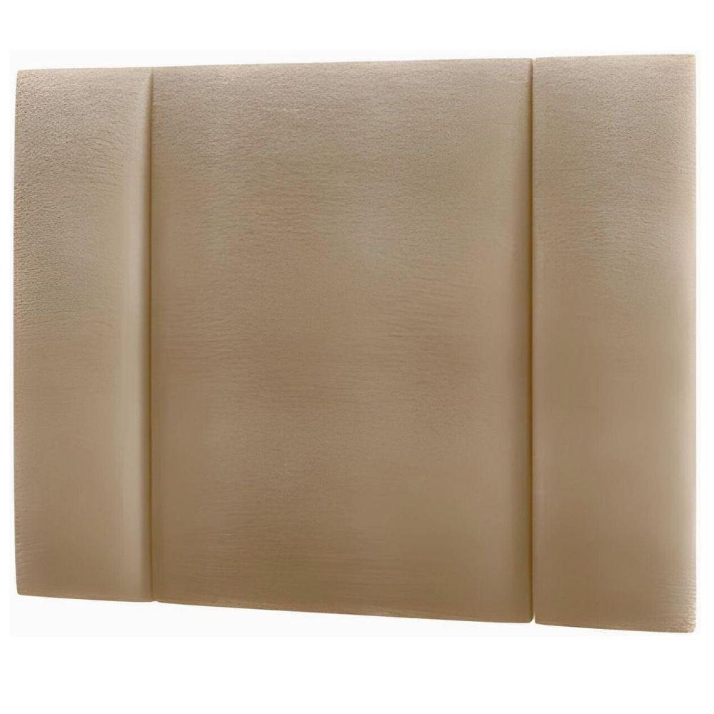 Cabeceira Estofada Iluminação Led Cama Box Solteiro 90 Cm Cor:veludo Bege - 1