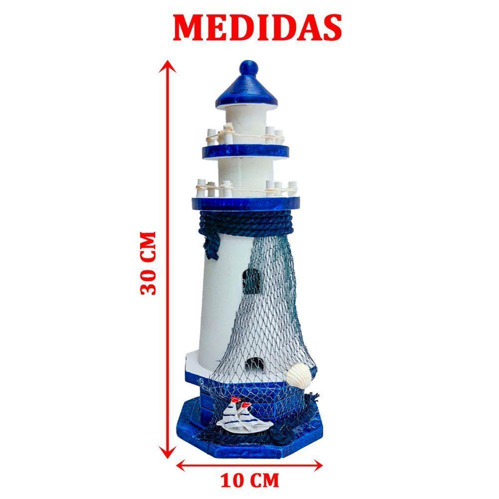 Farol Enfeite Decorativo Náutico Marítimo A 30 Cm Multicor - 2