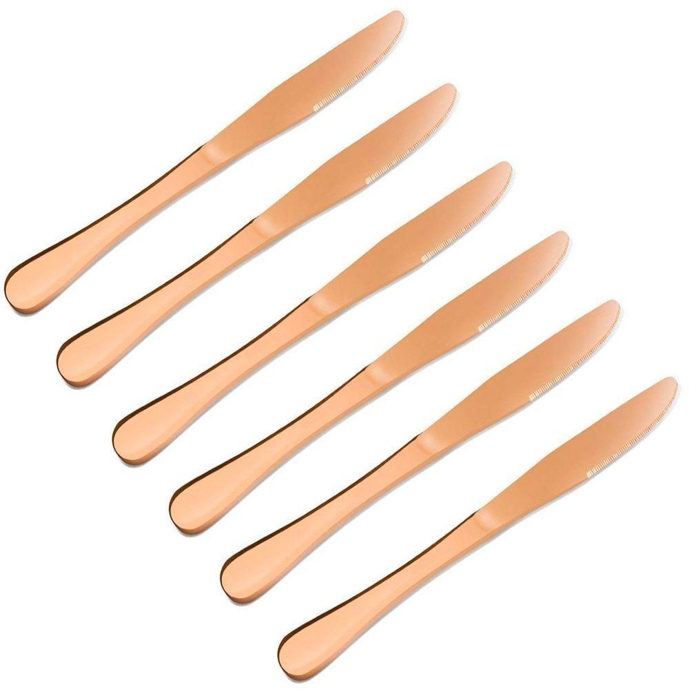 Conjunto Facas 6pçs Refeição Inox Rose Gold Luxo Rústico - 1