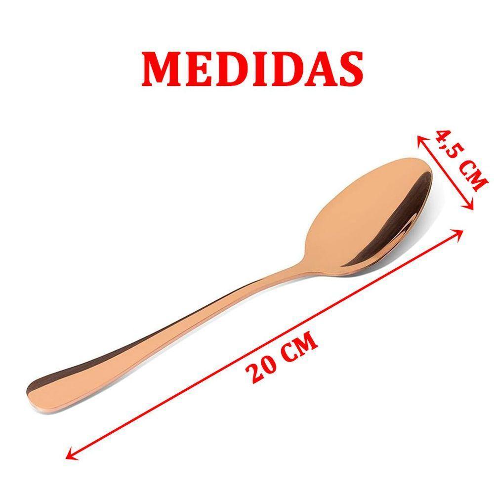 Conjunto Colheres 6pçs Refeição Inox Rose Gold Luxo Rústico - 2