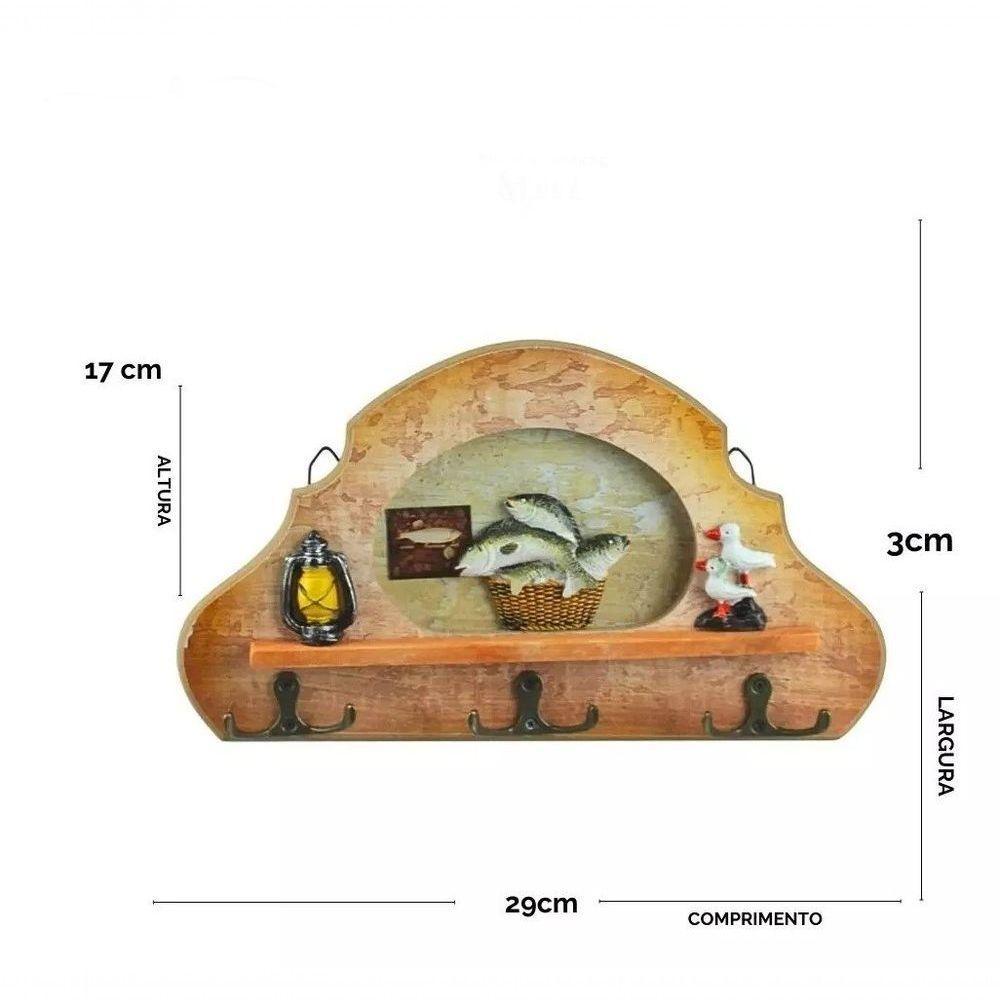 Porta Chave De Parede De Madeira Com 6 Ganchos Para Cozinha - 2