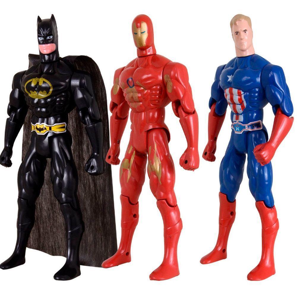 Kit Trio Heróis Batmam Traje Capitão America Homem De Ferro - 1