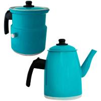 Kit Leiteira E Bule Gulê Alumínio 2 Peças Turquesa - 1