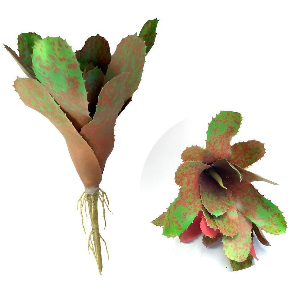 Kit 4 Pçs Bromélia Elegante Planta Artificial 8 Folhas 21cm - 1