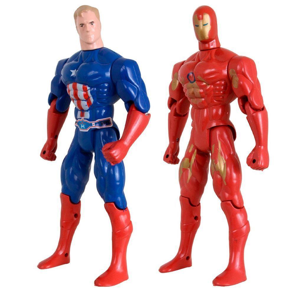Kit Dupla De Heróis Articuláveis Homem Ferro Capitão América - 1
