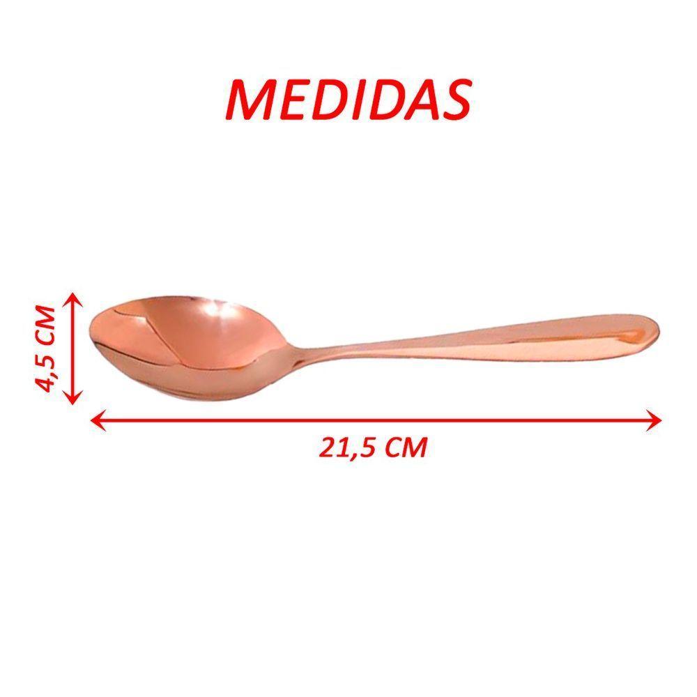 Conjunto 6pçs Colheres De Mesa Inox Rose Gold Luxo Rústico - 2