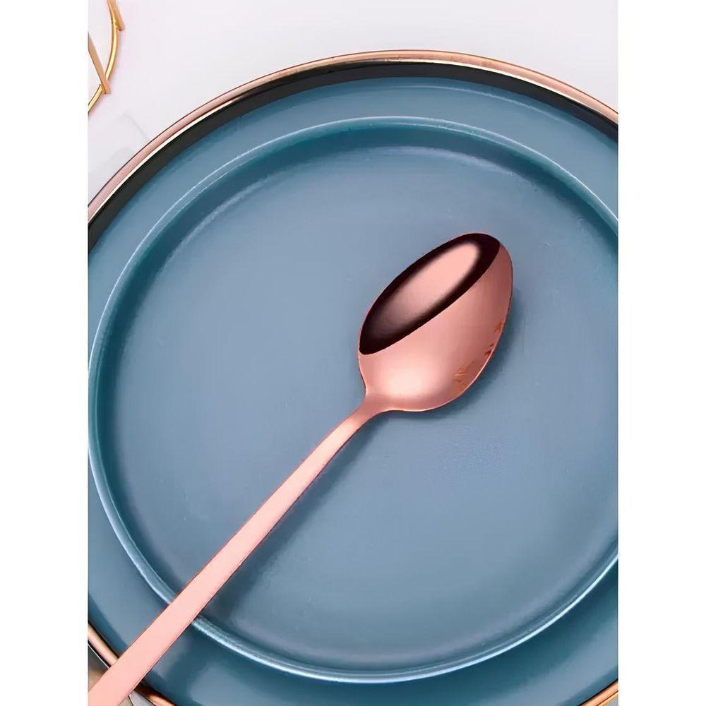 Conjunto 6pçs Colheres De Mesa Inox Rose Gold Luxo Rústico - 4