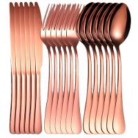 Kit Talheres 18pçs P-6 Pessoas Colher Garfo Faca Inox Rose - 1