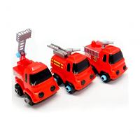 Carro Cegonha 3 Carrinhos Monta Desmonta Vermelho Bombeiros - 5