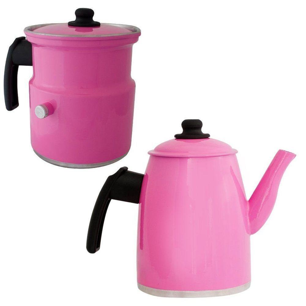 Kit Leiteira E Bule Gulê Em Alumínio 2 Peças Rosa - 1